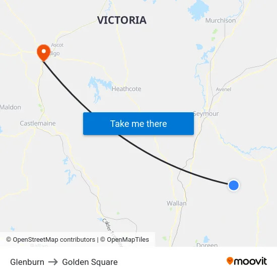 Glenburn to Golden Square map
