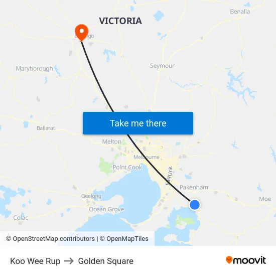 Koo Wee Rup to Golden Square map