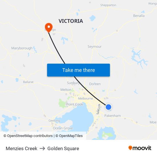 Menzies Creek to Golden Square map