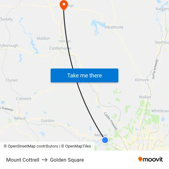 Mount Cottrell to Golden Square map