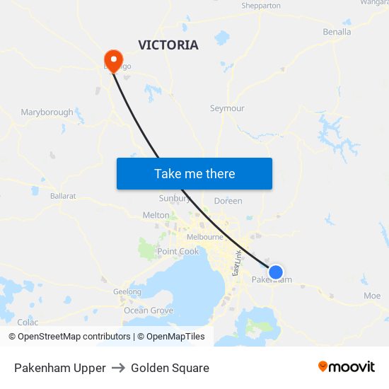 Pakenham Upper to Golden Square map