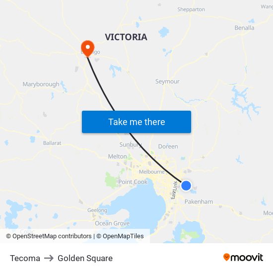 Tecoma to Golden Square map