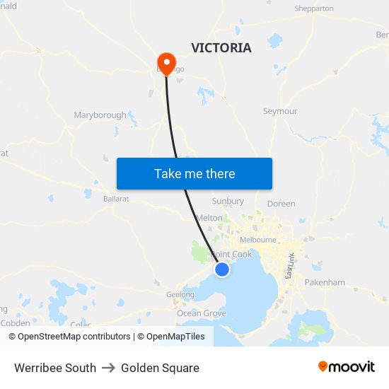 Werribee South to Golden Square map