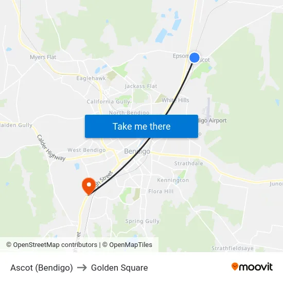 Ascot (Bendigo) to Golden Square map