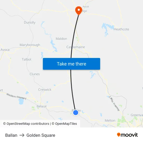 Ballan to Golden Square map