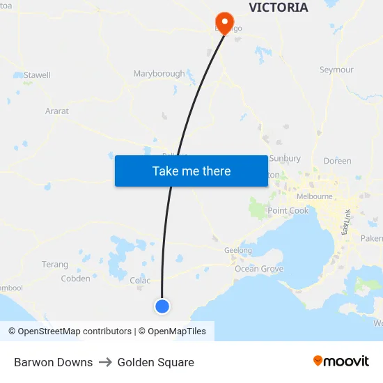 Barwon Downs to Golden Square map