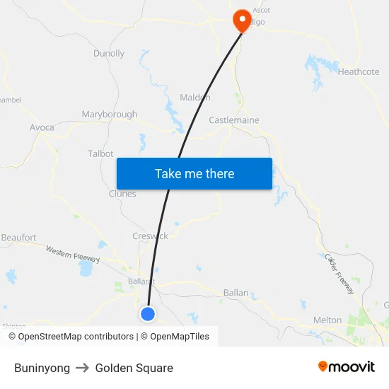 Buninyong to Golden Square map