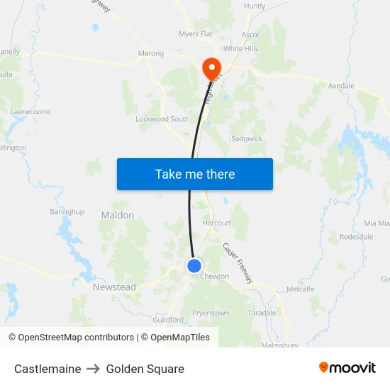 Castlemaine to Golden Square map
