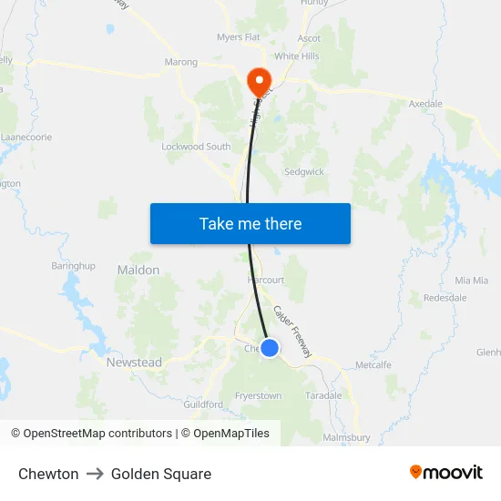Chewton to Golden Square map