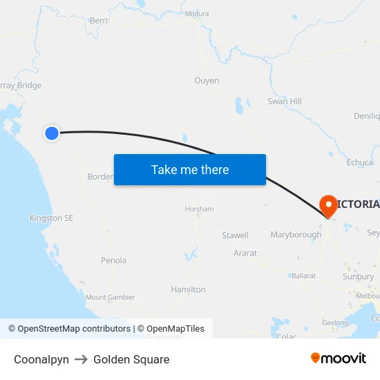 Coonalpyn to Golden Square map