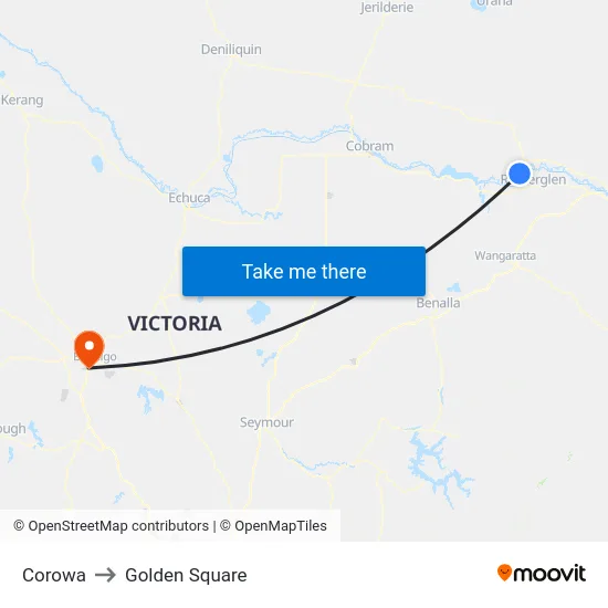 Corowa to Golden Square map