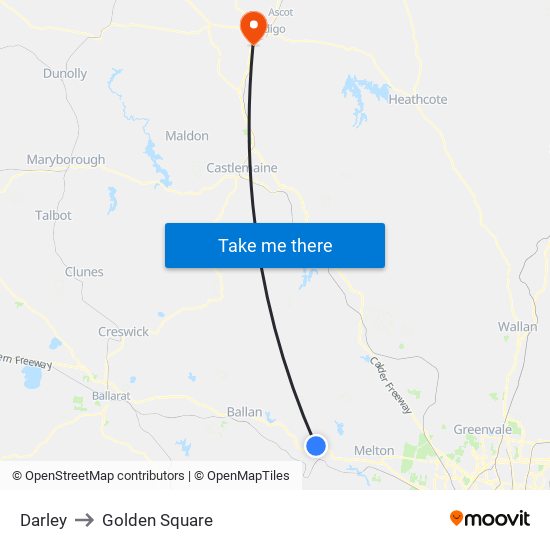 Darley to Golden Square map