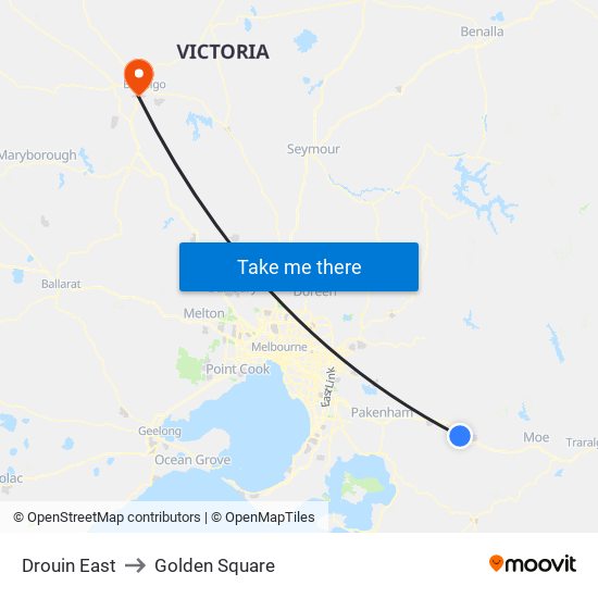 Drouin East to Golden Square map