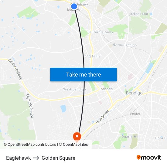 Eaglehawk to Golden Square map