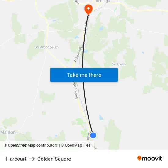 Harcourt to Golden Square map