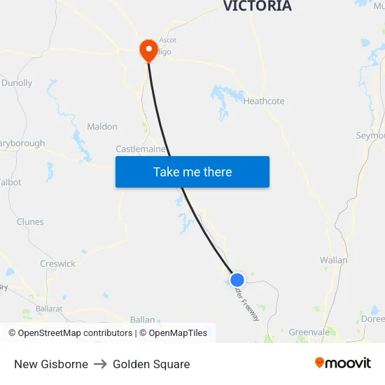 New Gisborne to Golden Square map