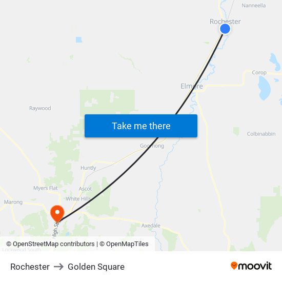 Rochester to Golden Square map