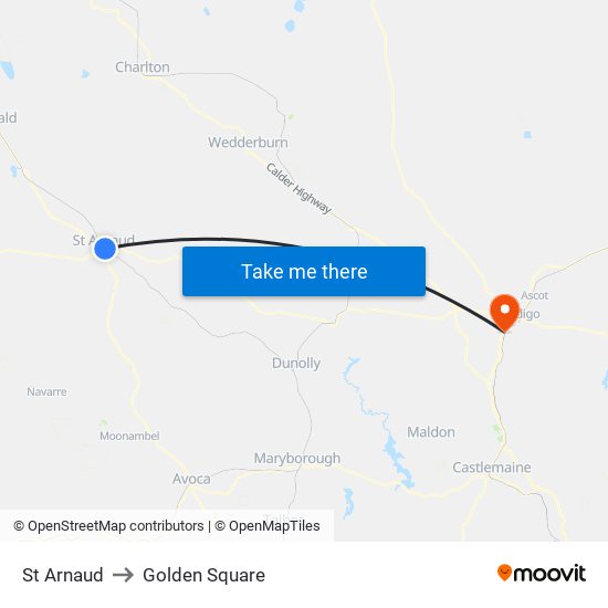 St Arnaud to Golden Square map