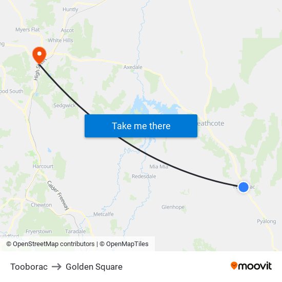Tooborac to Golden Square map