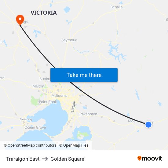 Traralgon East to Golden Square map