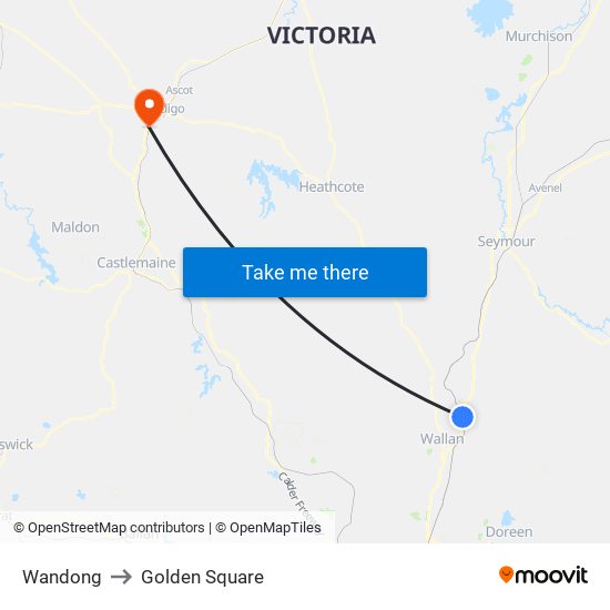 Wandong to Golden Square map