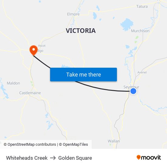 Whiteheads Creek to Golden Square map