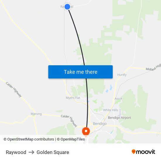 Raywood to Golden Square map