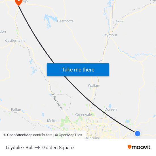 Lilydale - Bal to Golden Square map