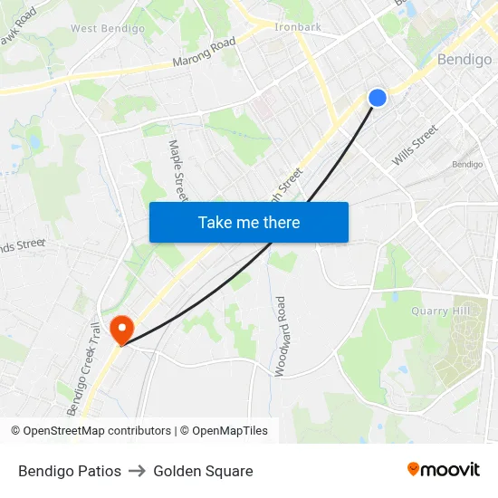 Bendigo Patios to Golden Square map