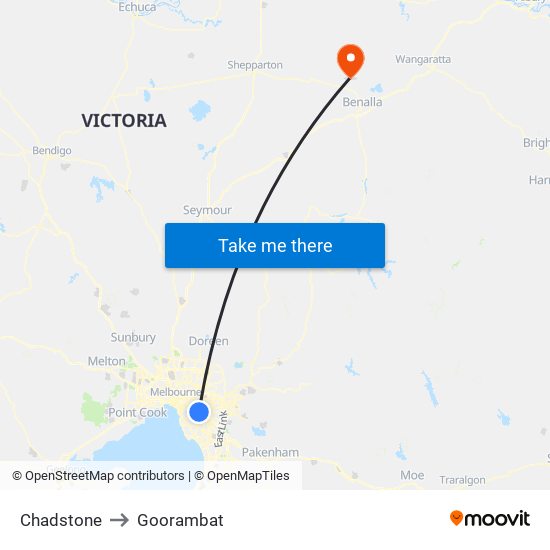 Chadstone to Goorambat map