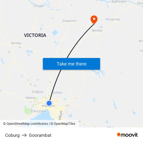 Coburg to Goorambat map