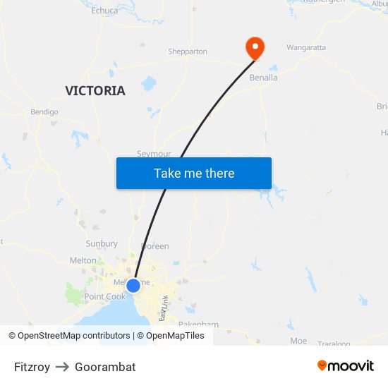 Fitzroy to Goorambat map