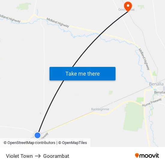 Violet Town to Goorambat map