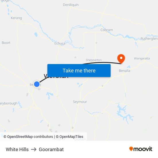 White Hills to Goorambat map