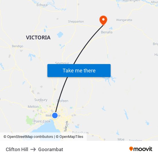 Clifton Hill to Goorambat map