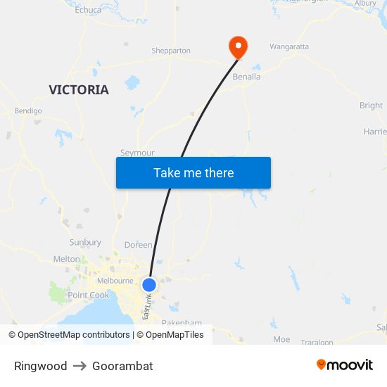 Ringwood to Goorambat map