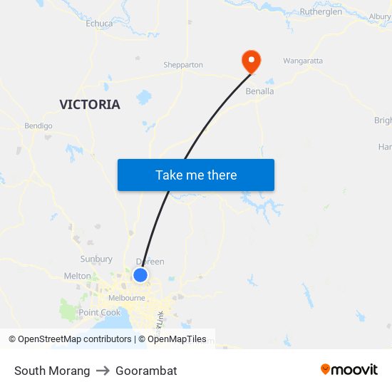 South Morang to Goorambat map