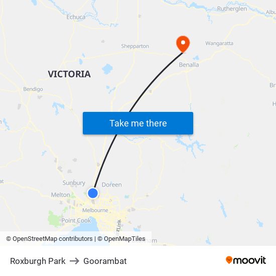 Roxburgh Park to Goorambat map