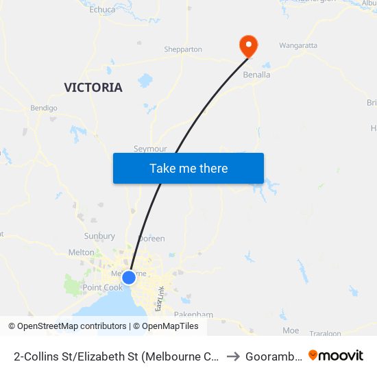 2-Collins St/Elizabeth St (Melbourne City) to Goorambat map