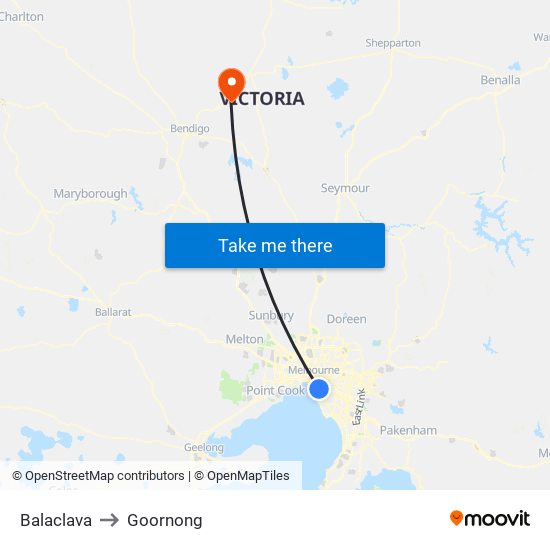 Balaclava to Goornong map