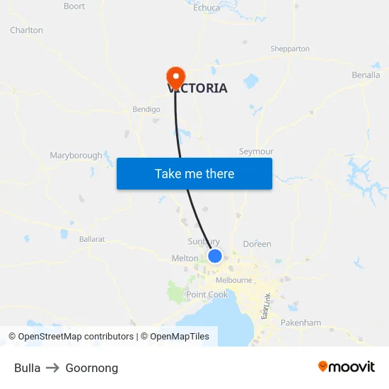 Bulla to Goornong map