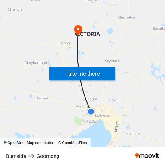 Burnside to Goornong map