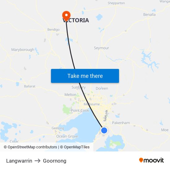 Langwarrin to Goornong map