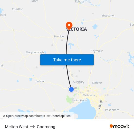 Melton West to Goornong map