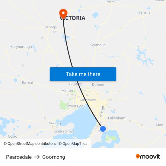 Pearcedale to Goornong map