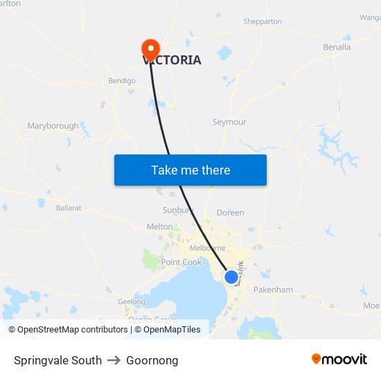 Springvale South to Goornong map