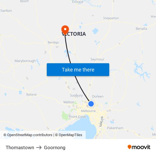 Thomastown to Goornong map