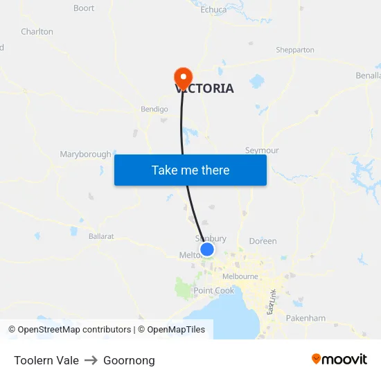 Toolern Vale to Goornong map