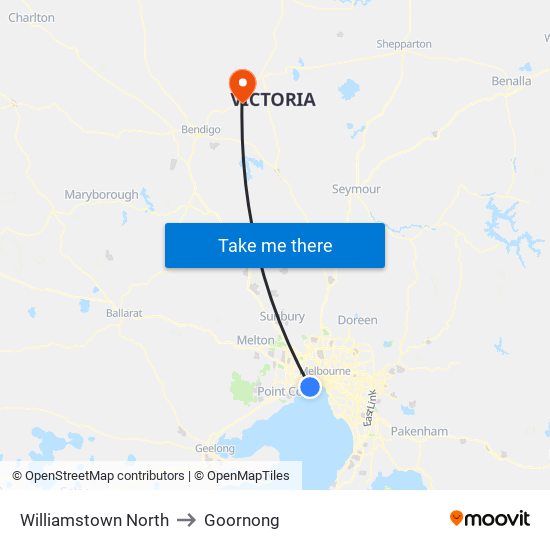 Williamstown North to Goornong map