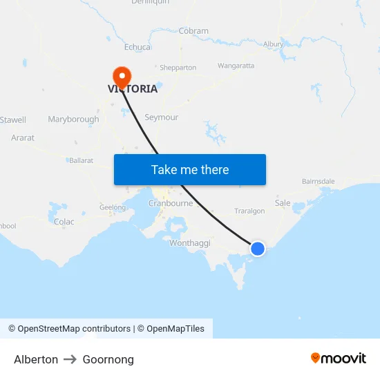 Alberton to Goornong map